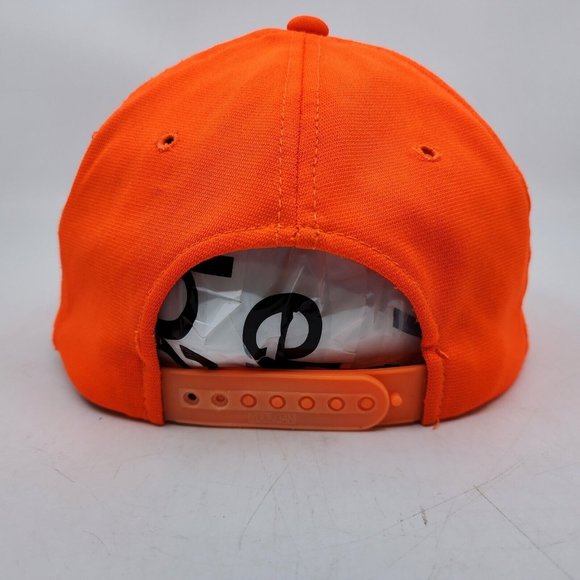 Solid Orange Snapback Trucker Hat Cap Adjustable Green Underbrim - Picture 3 of 8